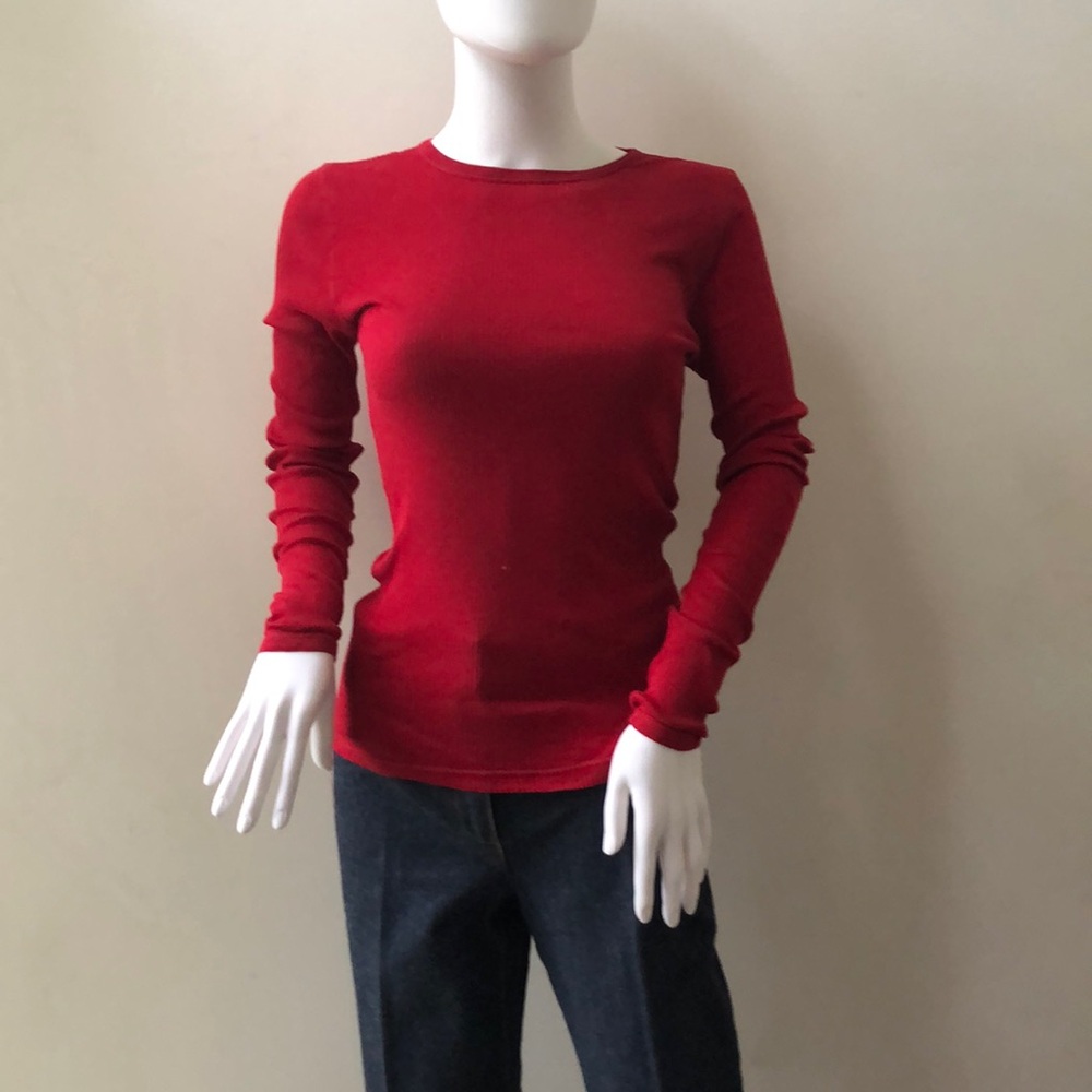 Color! Super soft cotton, baby rib, red, long sleeve T-shirt.